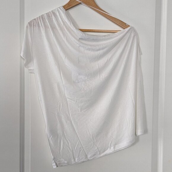 IRO Top Size XS White Irko Silk-blend Shirt Ruched One-Shoulder Ruffle NWT Airy - Picture 6 of 16